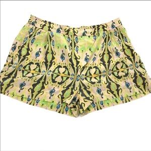 Tibi 100% silk patterned hi rise shorts 2”